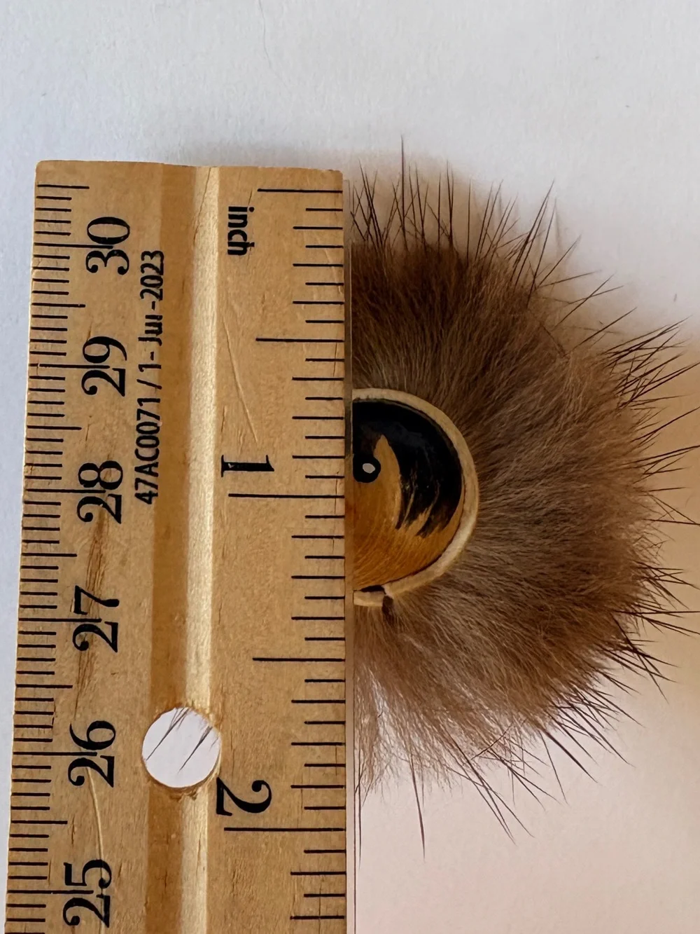 Inuit Pin Hand-Painted Wood Face with Fluffy Real Mink